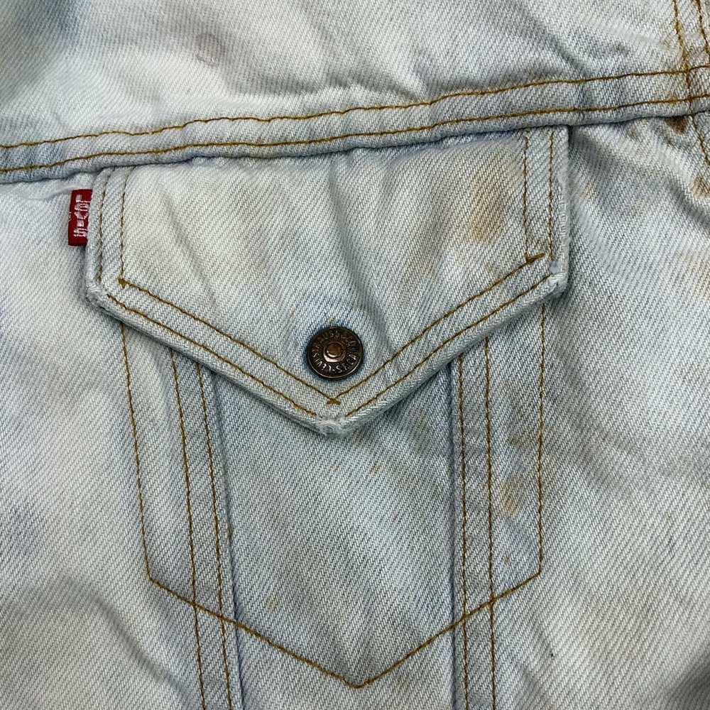 Vintage Levi’s 90s light wash Sherpa lined jacket size S/M USA made - Picture 6 of 8